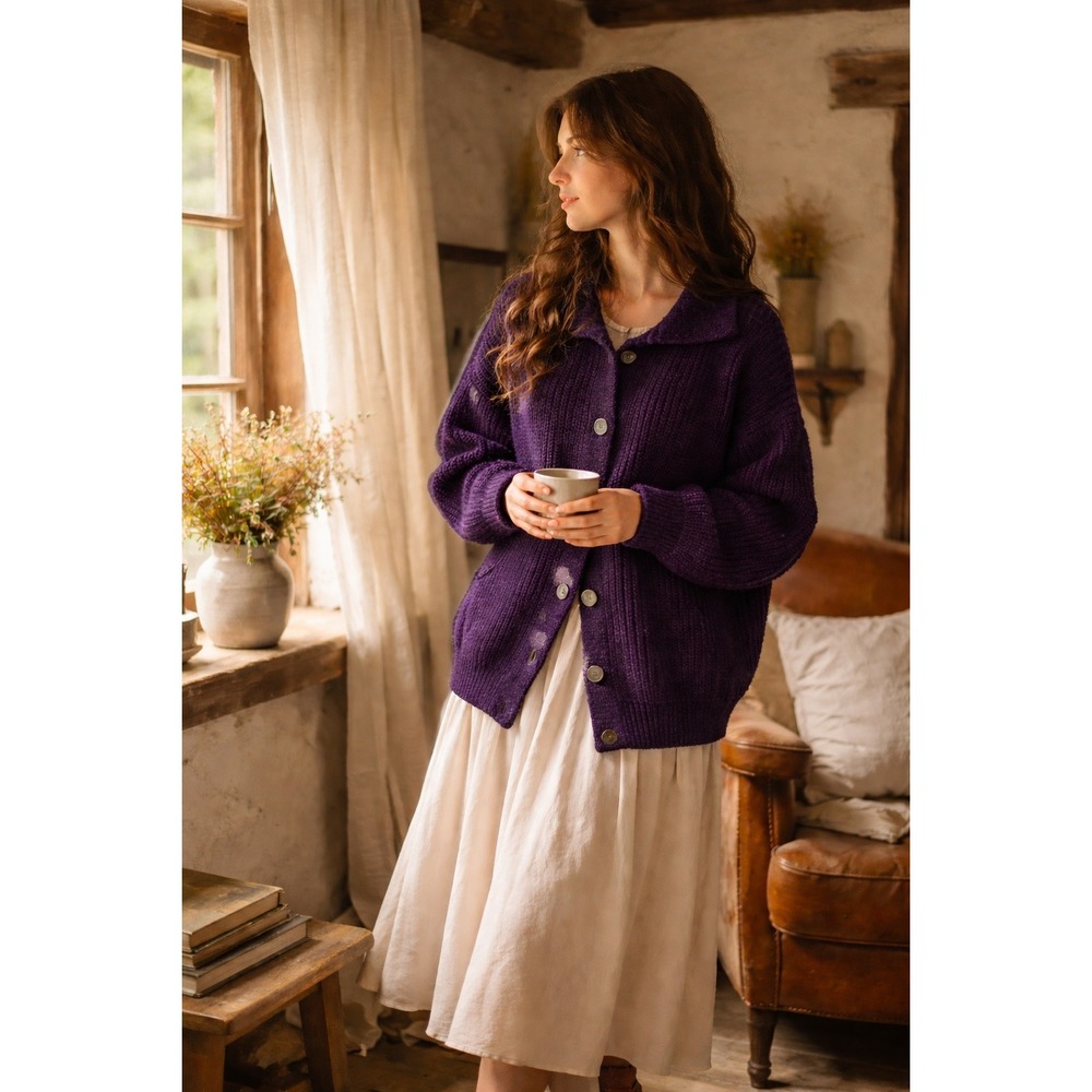 Cambridge Women's Chunky Knit Button Cardigan Sweater Size M‎ Cottagecore